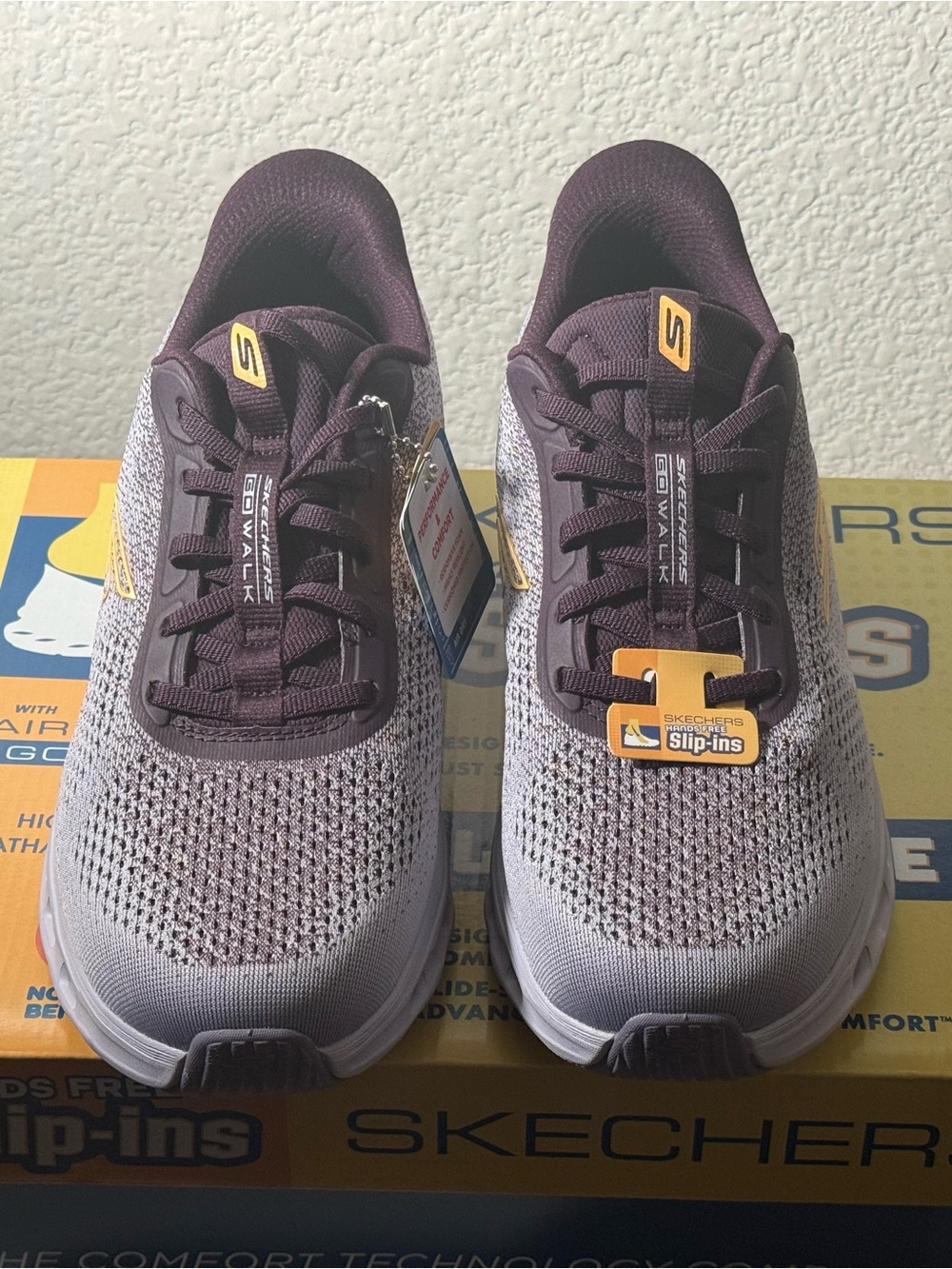 Skechers Women’s Gray and Purple Go Walk Slip-Ins Sneakers